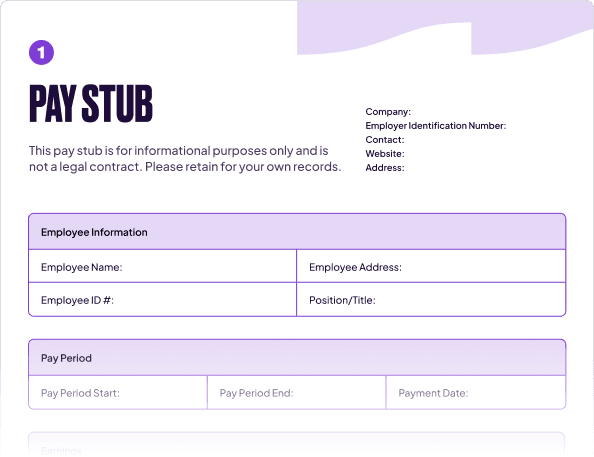 Preview of the Homebase pay stub template with earnings, deductions, and net pay fields.
