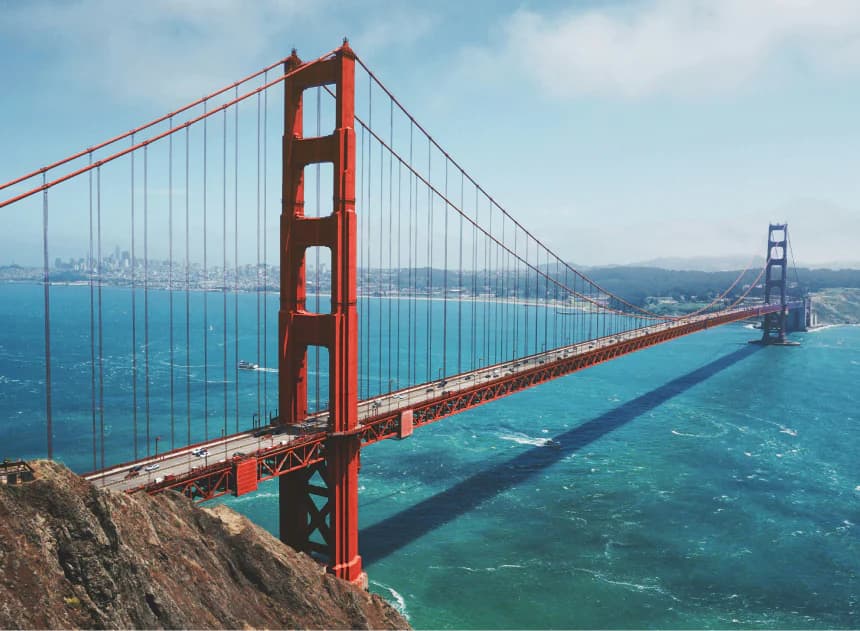 San Francisco bridge over large body of water