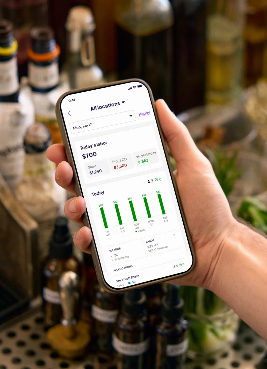 Restaurant team using Homebase during the workday