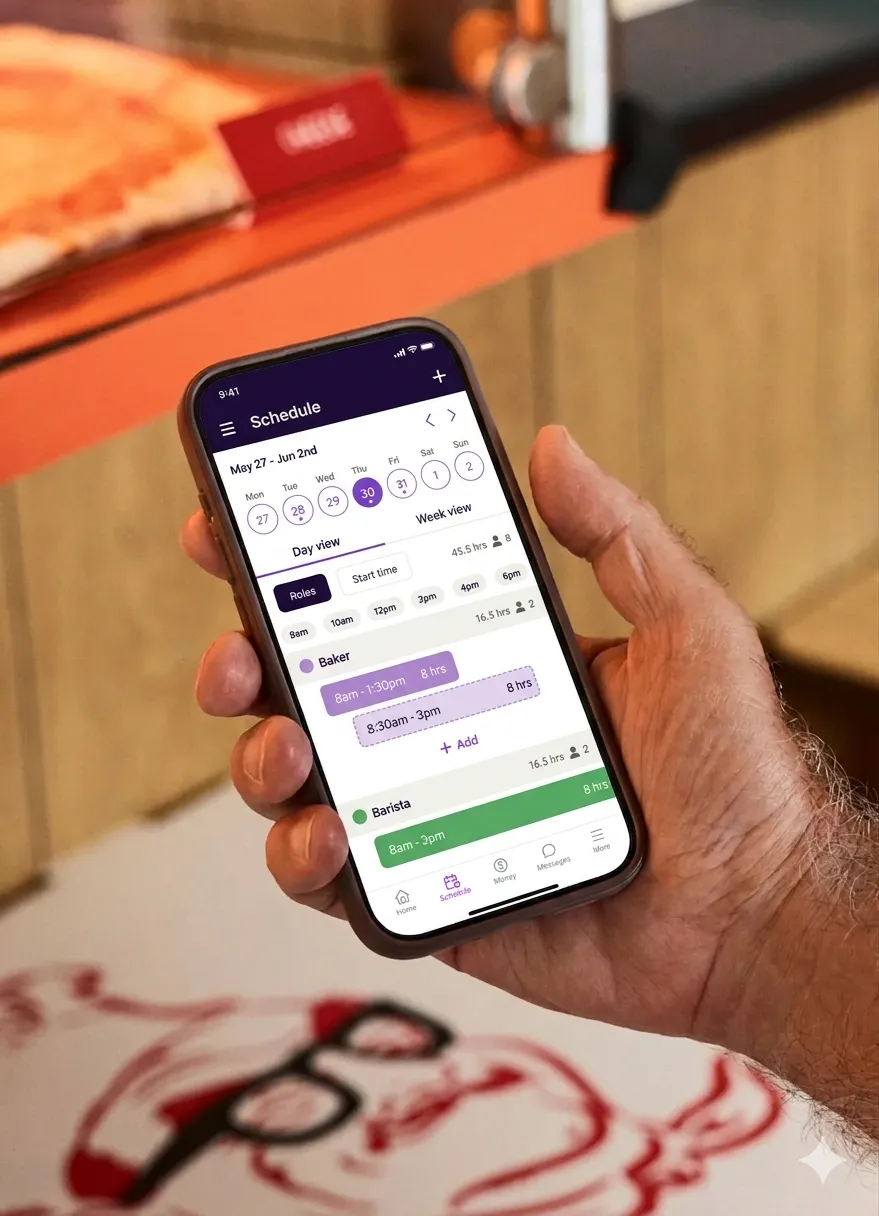 Restaurant team using Homebase during the workday