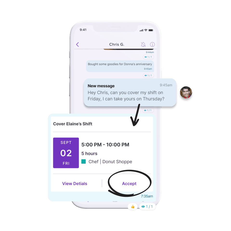 Image of how scheduling can be communicated via mobile phone.