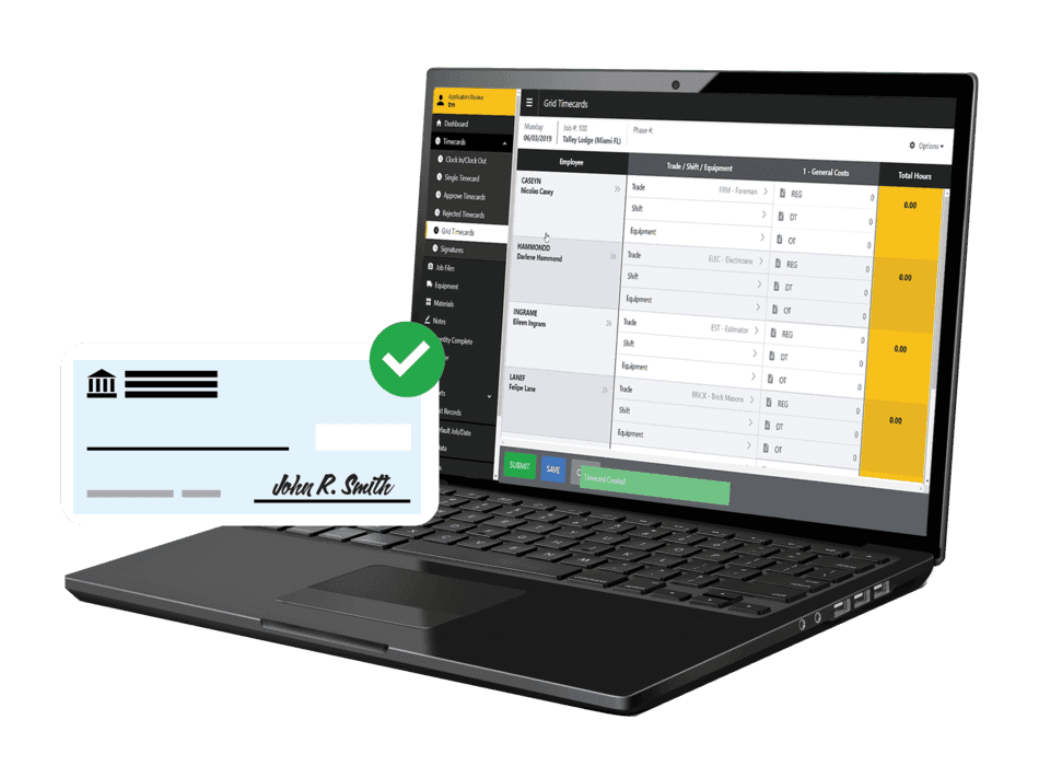 Foundation Software payroll module showing job costing and certified payroll for construction contractors