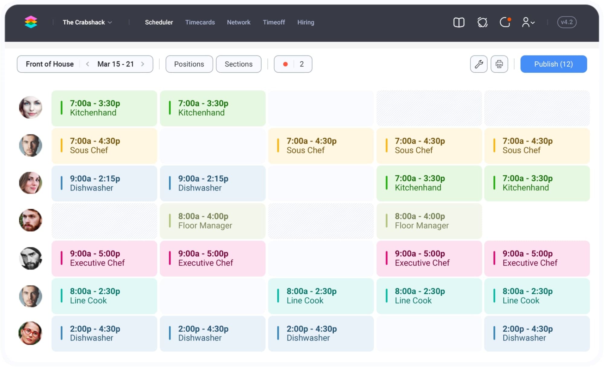 Screenshot of a schedule on SocialSchedules' platform.