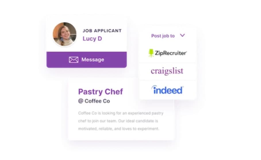 A view of some of Homebase’s hiring tools.