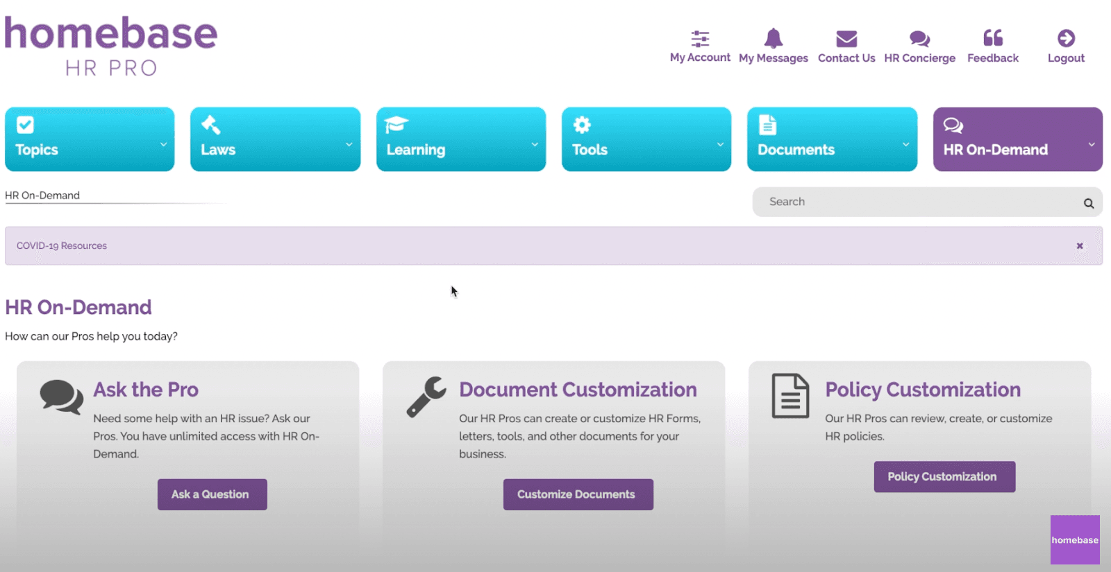 A screenshot from a YouTube video tutorial about Homebase's HR Pro tool.
