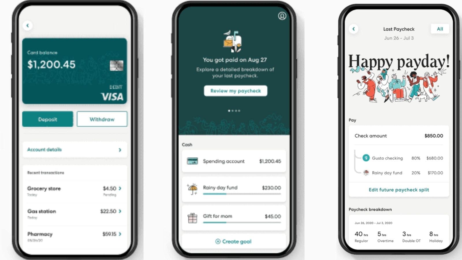 Gusto Wallet’s interface