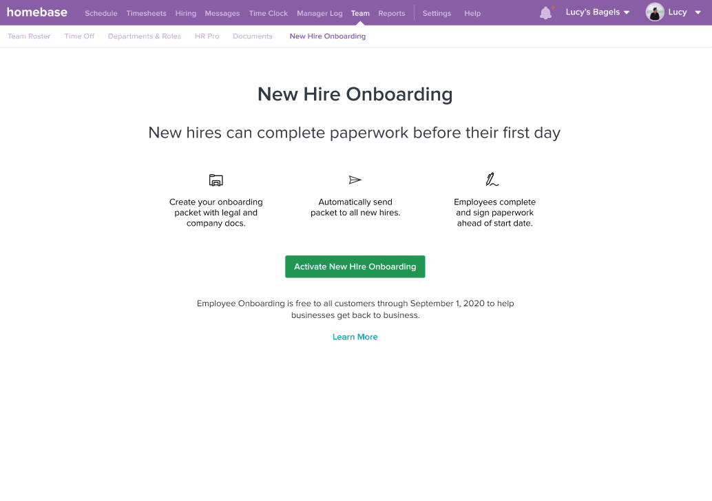 chart of employee documents from Homebase product page