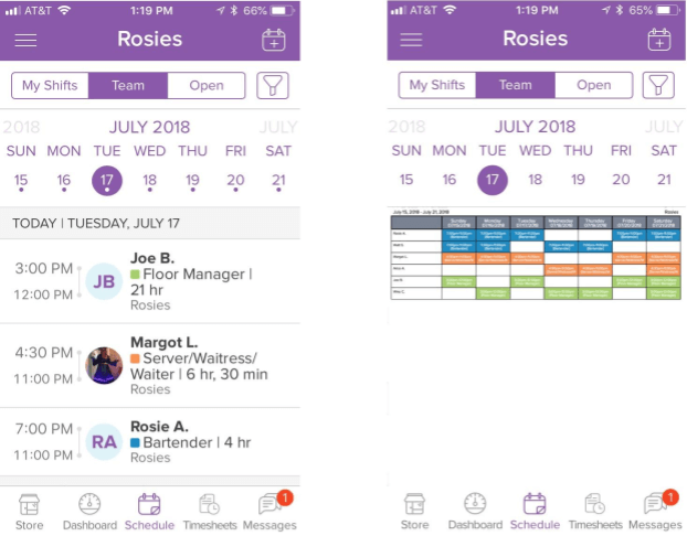 mobile work schedule app