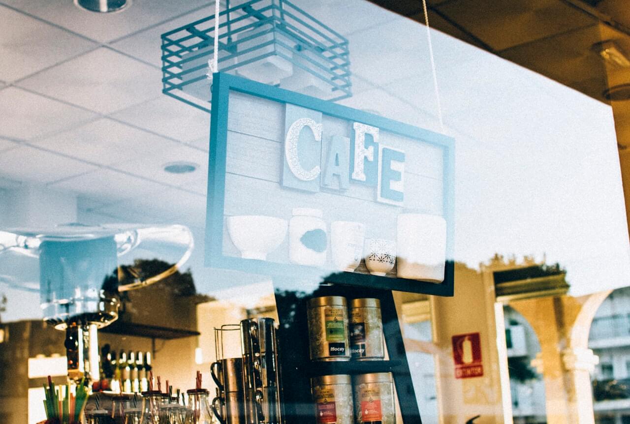 Cafe sign in window