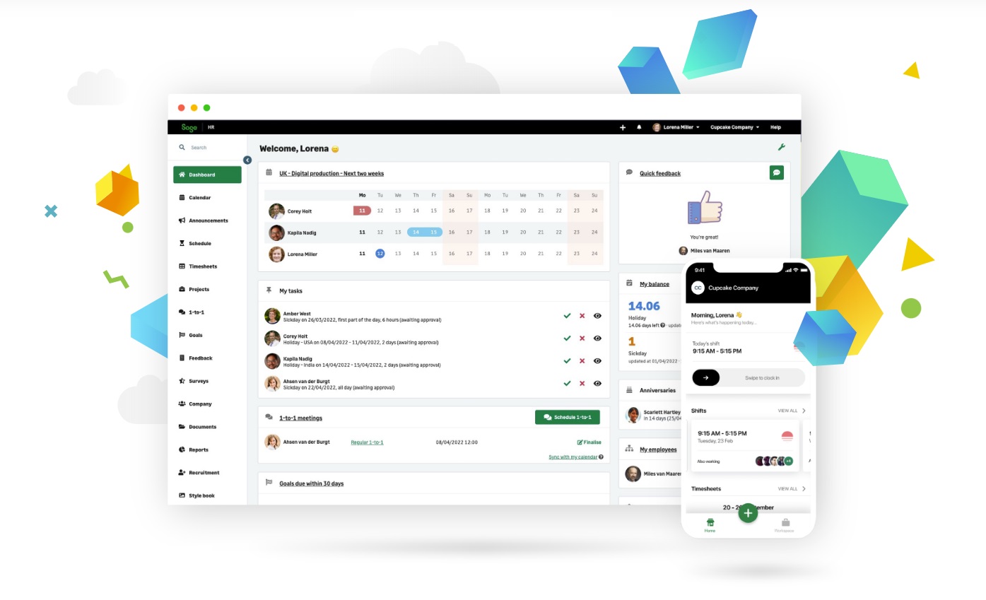 A screenshot of the Sage HR platform functionality.