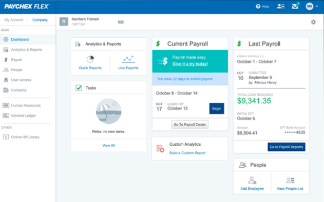 Screenshot of the Paychex payroll tool