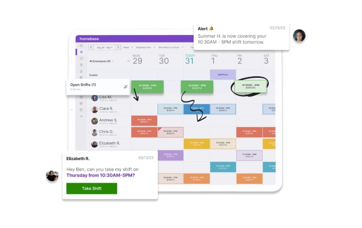 A view of Homebase's scheduling tool
