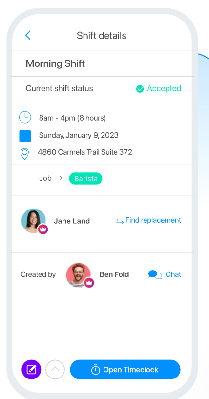 A screenshot of Connecteam's mobile interface from the employee perspective.