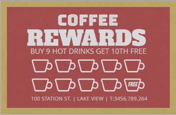 Example of a coffee shop loyalty card