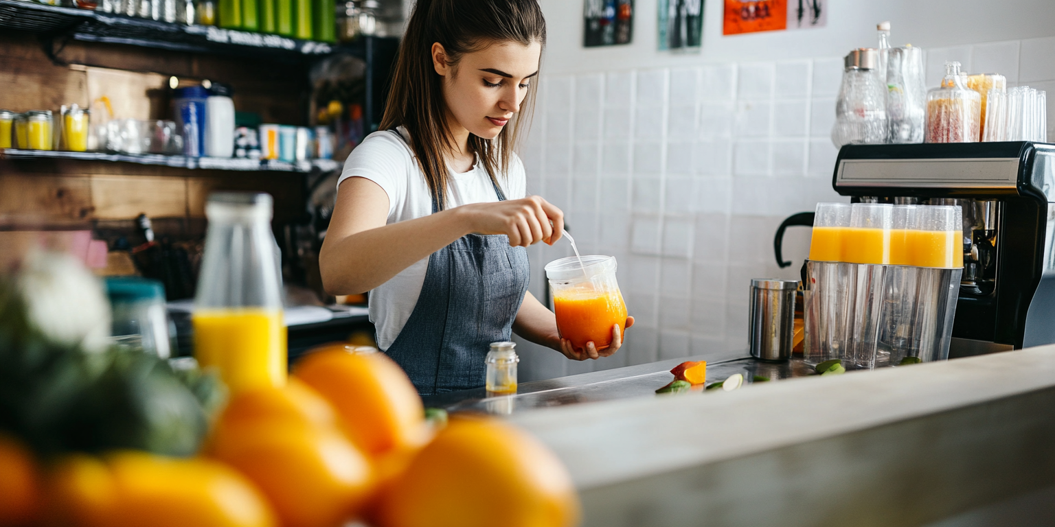 how to start a juice business - employee making juice