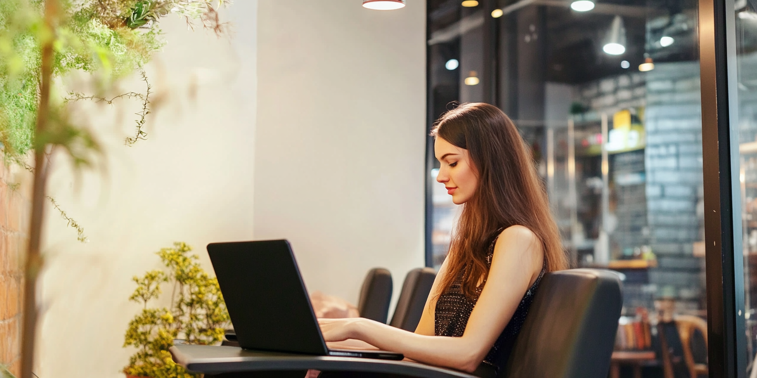 How to start a business in Florida - woman with a long hair using a laptop